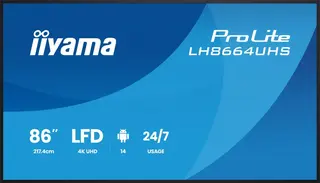 IIYAMA Monitor 86 cali LH8664UHS-B3AG 24/7,IPS,ANDROID 14,4K,2xHDMI,RJ45, 2xUSB,WiF,iUSB-C(DP-Alt),2x16W, iiSignage? (CMS), iiControl (DMS),iiShare
