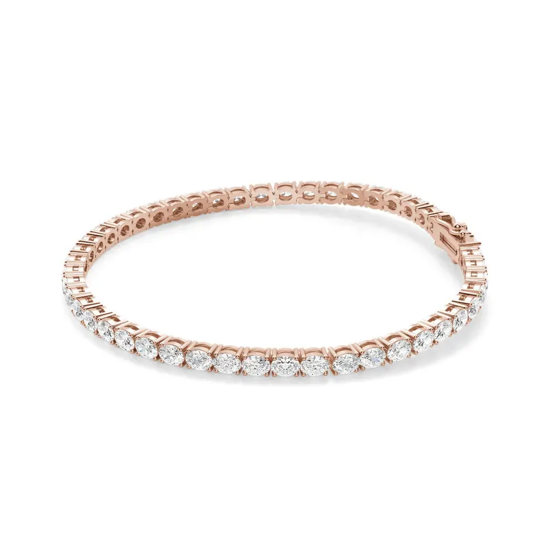 4 Prong Owalna Tenisowa Bransoletka s Laboratoryjnym Diamentem 7,00 krt z 14K (585) różowego złota