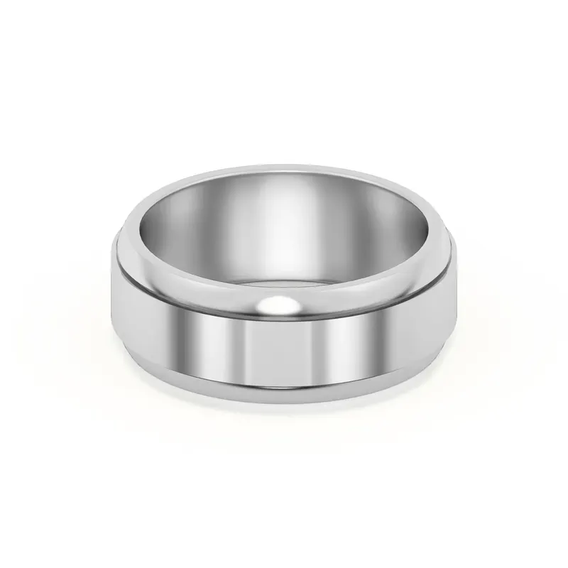 Raised Edge Channel High Polish Obrączka Ślubna 585 Białe Złoto (14K) 8 MM