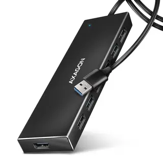 AXAGON HUE-F7A Hub USB-A FLAT 7-portowy, 5Gbps, aluminiowy, ładowanie do 1,5A, opcjonalne zasilanie micro USB, kabel 1 m