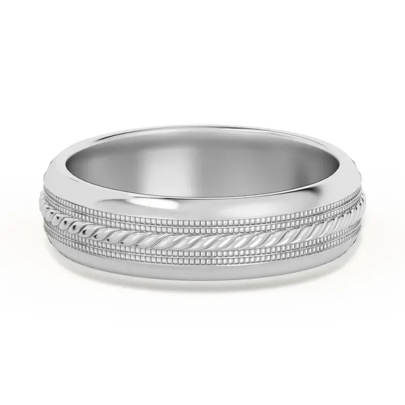 Single Rope Obrączka Ślubna 585 Białe Złoto (14K) 5 MM