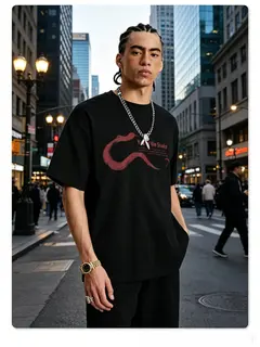 men's clothing 235G Cotton Oversized Year of The Snake Graphic T-Shirt Unisex Streetwear Casual  Short Sleeve Tee