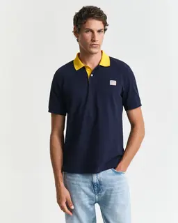 Gant Polo Męska Z Krótkim Rękawem Regular Fit Granatowa