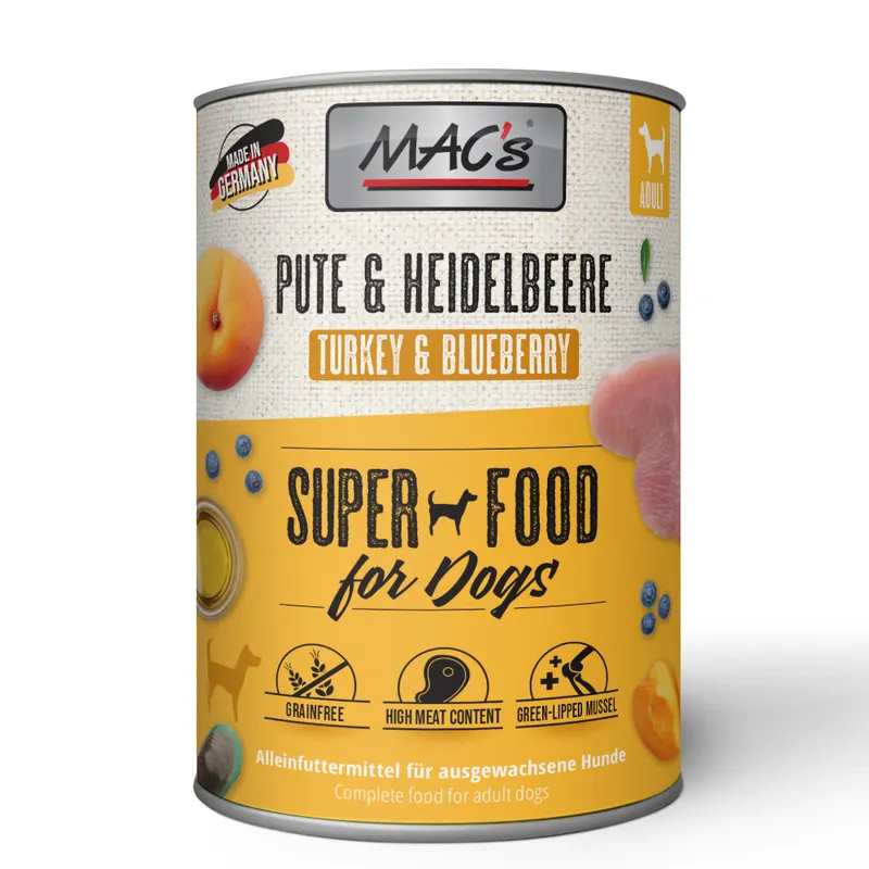 Korzystny pakiet MAC's Adult Superfood, 24 x 400 g - Indyk i jagody