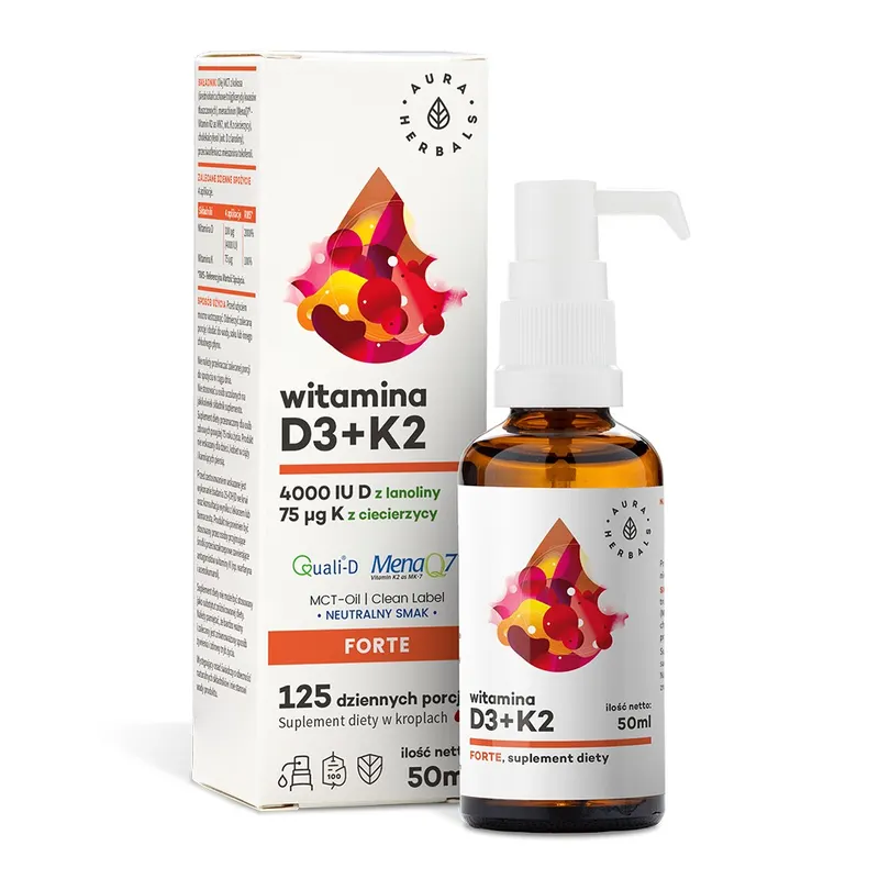 Aura Herbals D3 + K2 Forte Suplement Diety 50ml