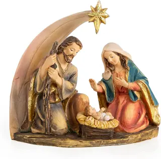 Szopka bożonarodzeniowa brązowo-złota 12 x 11,5 cm figurka na stół