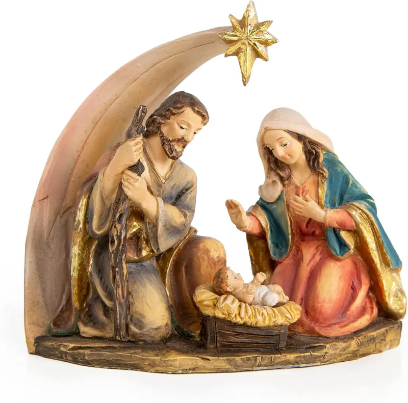 Szopka bożonarodzeniowa brązowo-złota 12 x 11,5 cm figurka na stół