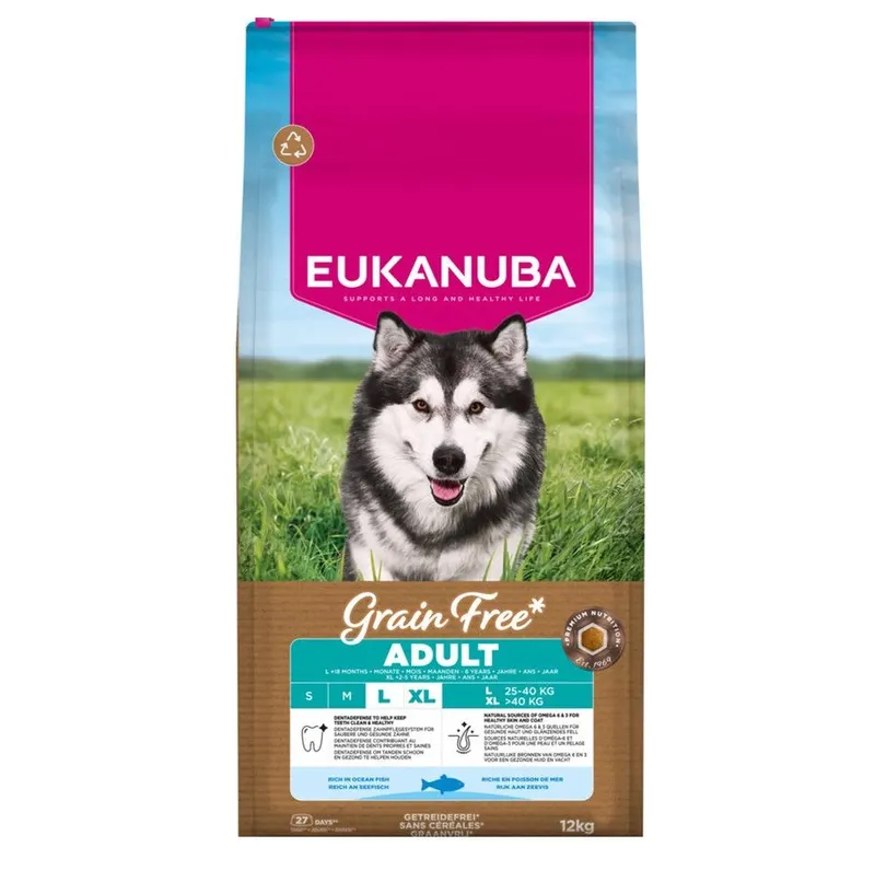 EUKANUBA Grain Free Adult Large Ocean Fish - sucha karma dla psa - 12kg
