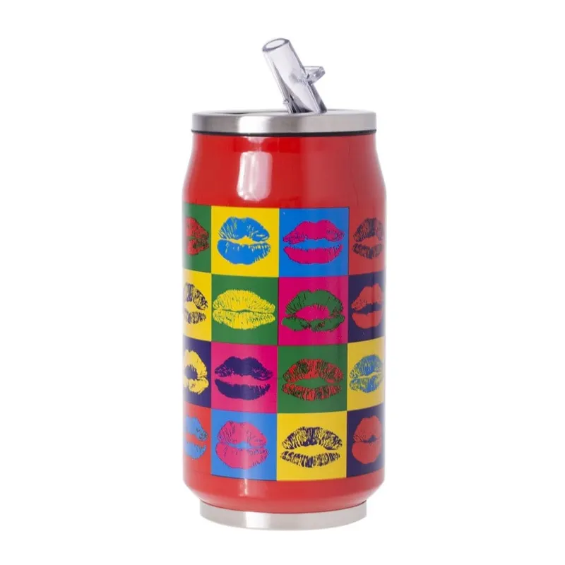 Puszka kubek term. 350ml Czerwony "Usta"/OD1388