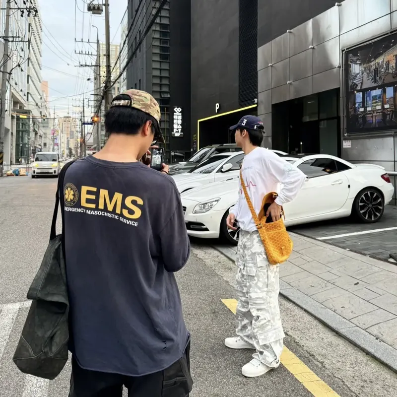 PROJECT G/R Summer Washed Vintage Lettered Small Print Printed Round Neck Short Sleeve Loose Fit T-Shirt Grailz Protocol Index