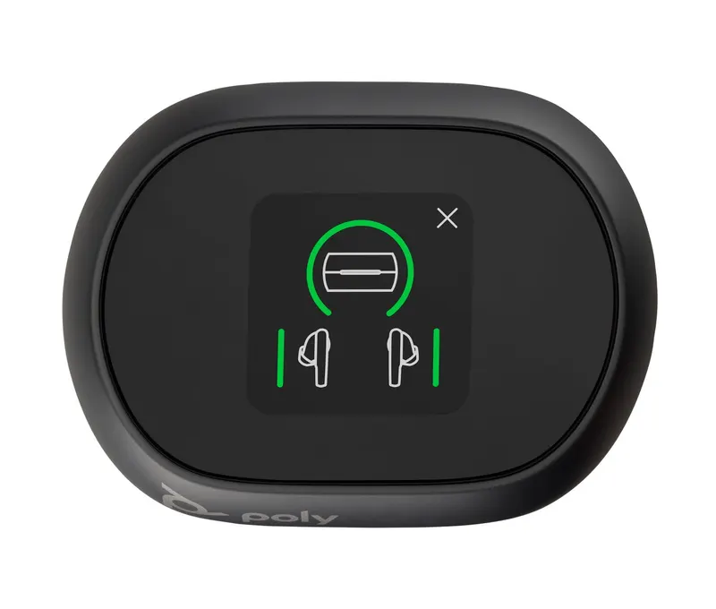 Słuchawki douszne Poly Voyager Free 60+ UC w kolorze głębokiej czerni + adapter USB-C BT700 + etui z ładowarką i ekranem dotykowym