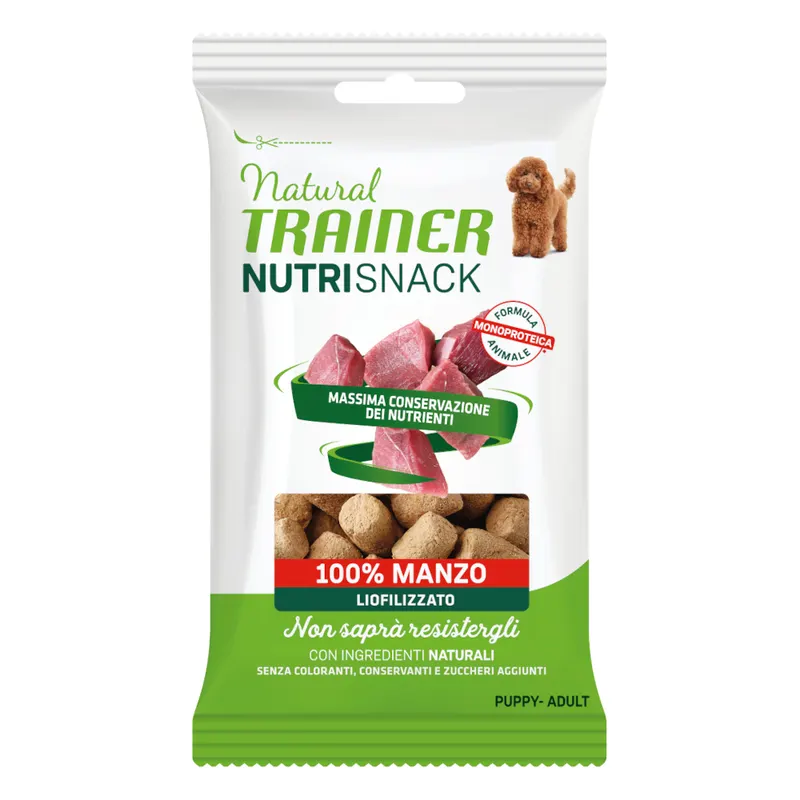 2 + 1 gratis! Natural Trainer Nutri Snack Puppy & Adult, liofilizowane kawałki, 3 x 20 g - Wołowina