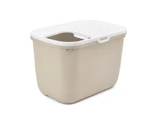 SAVIC Hop Kawowy z białą pokrywą - kuweta dla kota - 58,5x39x39,5cm
