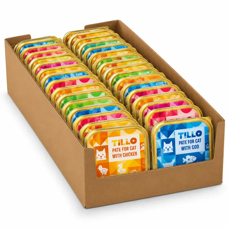 TILLO Pasztet Mix Smaków Tacka - mokra karma dla kota - 34x100g