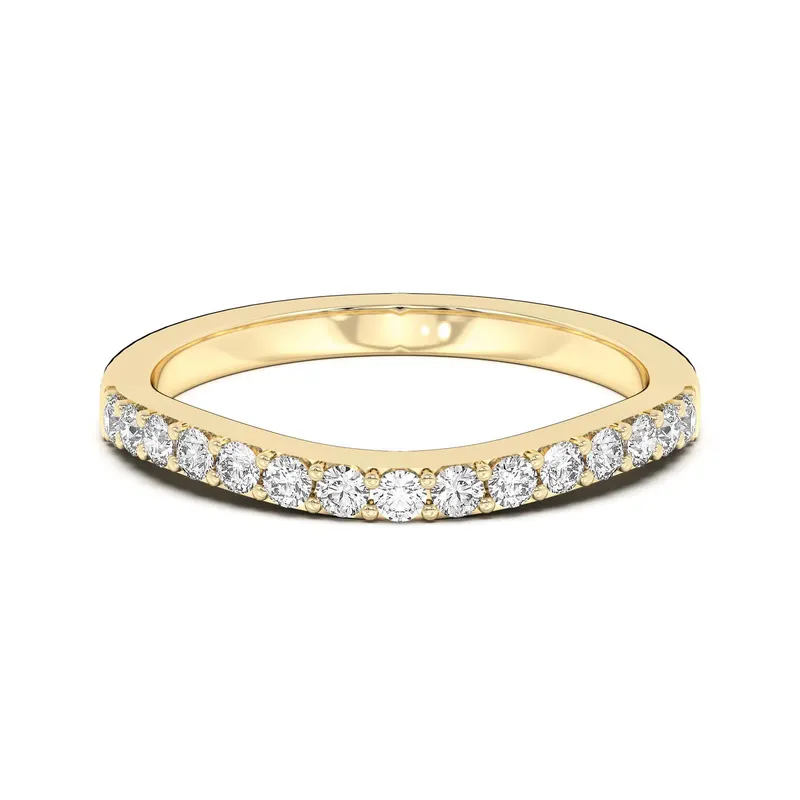 Obrączka Ślubna Curved Accented Laboratoryjny Diament 585 Żółte Złoto (14K)