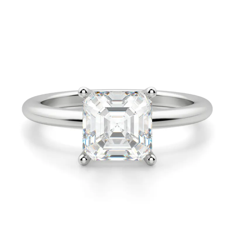 Basket Set Asscher 1.25 krt Klasyczny Pierścionek Zaręczynowy Diament Laboratoryjny 585 Białe Złoto (14K)