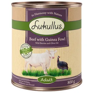 Lukullus Naturkost Adult, bez zbóż, 6 x 800 g - Wołowina i perliczka