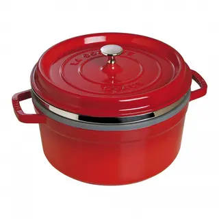 garnek żeliwny okrągły z wkładem 5.25 ltr, czerwony