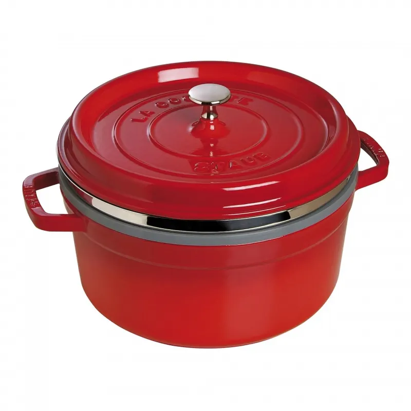 garnek żeliwny okrągły z wkładem 5.25 ltr, czerwony