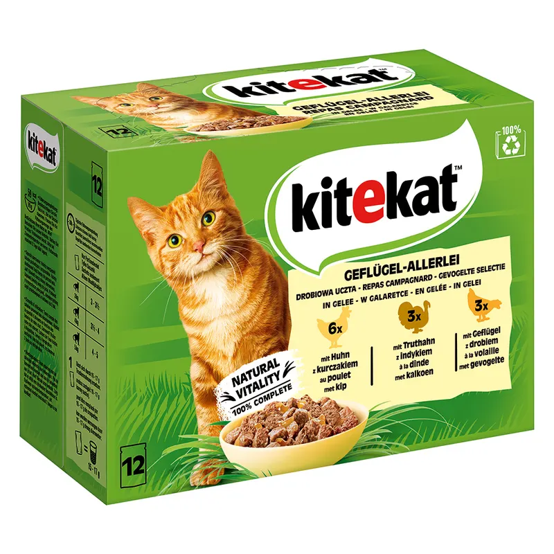 Kitekat w saszetkach, 48 x 85 g - Drobiowa różnorodność w galarecie