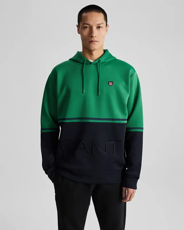 Gant Bluza Męska Z Nadrukiem Z Kapturem Regular Fit Zielona
