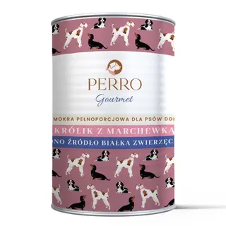 PERRO Gourmet Mono Królik z marchewką - mokra karma dla psa - 400g