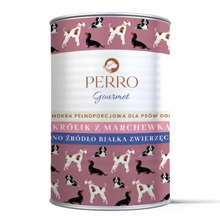 PERRO Gourmet Mono Królik z marchewką - mokra karma dla psa - 400g