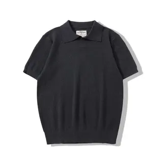 New Seagull Collar Italian Polo Solid Color Short Sleeve Pit Strip Knitted Polo Shirt Old Money Style Pure Cotton Collar T-shirt