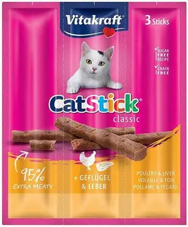 VITAKRAFT CatStick Mini z drobiem i wątróbką - przysmak dla kota - 3 szt.
