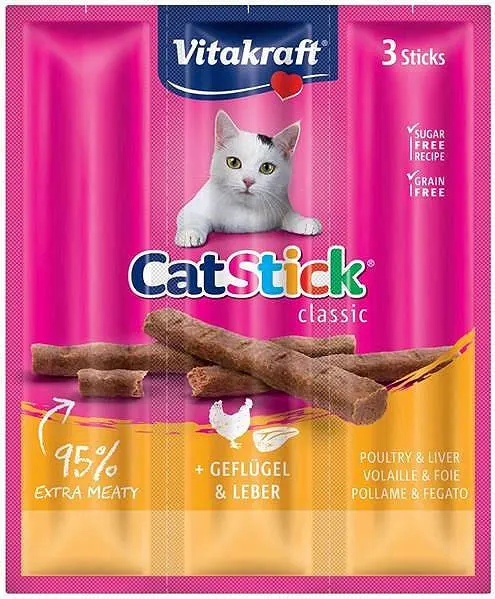 VITAKRAFT CatStick Mini z drobiem i wątróbką - przysmak dla kota - 3 szt.