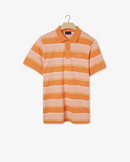 Gant Bawełniany Polo Męski W Paski Z Krótkim Rękawem Regular Fit