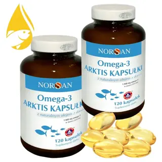 TRAN Norsan OMEGA-3 ARKTIS Naturalny Olej z Dorsza Witamina E 2x 120kaps