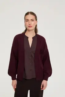 Kardigan z bufiastymi rękawami burgundowy