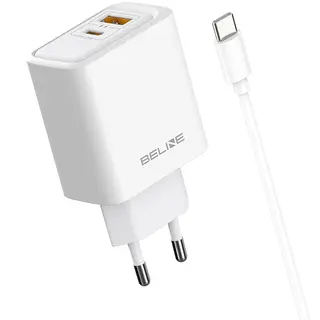 Beline Ładowarka sieciowa 45W USB-A/USB-C z kablem GaN PD biała