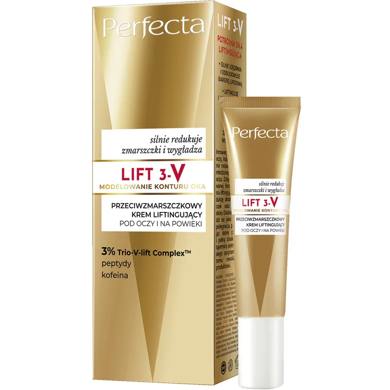 Perfecta Lift 3-V przeciwzmarszczkowy krem liftingujący pod oczy i na powieki z 3% TrioV-lift Complex™, peptydami, kofeiną i witaminą C 15 ml