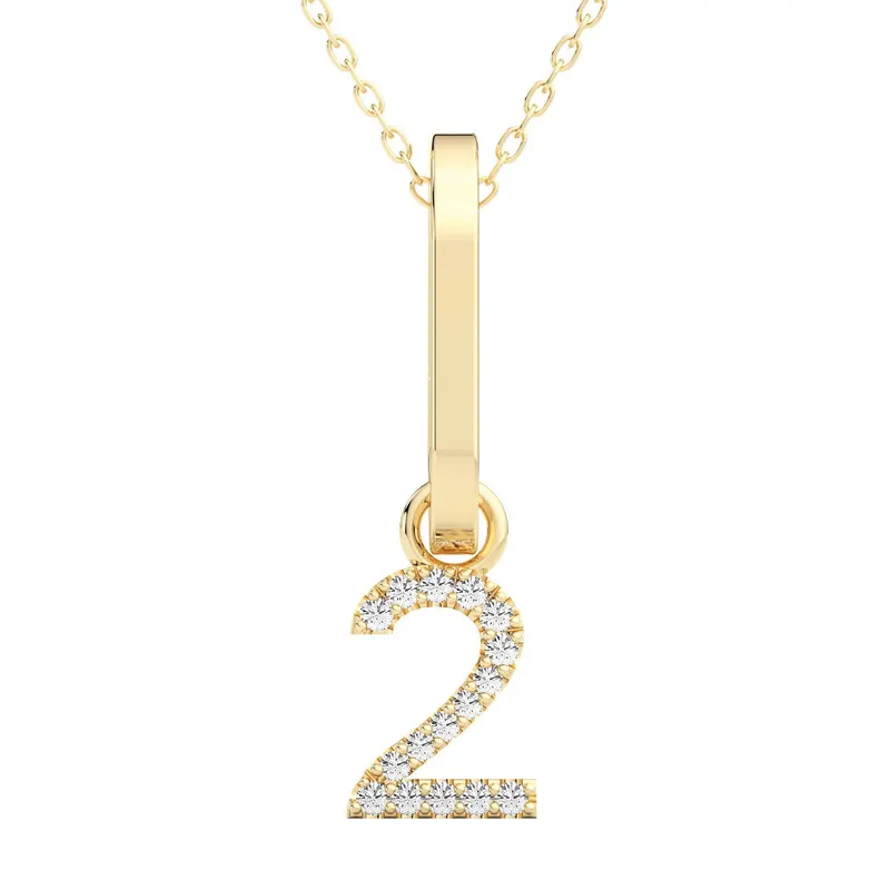 Wisiorek Numer "2" Laboratoryjny Diament 585 Żółte Złoto (14K)