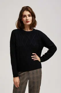 Sweter z ozdobnym splotem długimi rękawami czarny