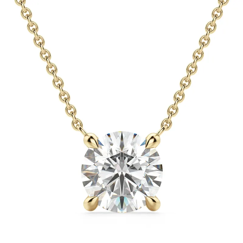 Okrągły Naszyjnik Claw Prong 2.00 kt Laboratoryjny Diament 585 Żółte Złoto (14K)