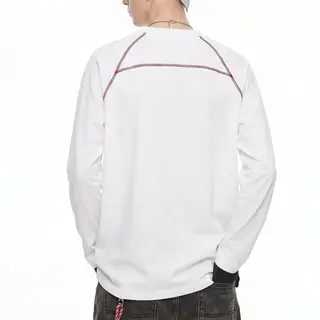 Fruit Printed Elastic Sports Long Sleeve T‑Shirt Autumn New American Style Contrast Color Stitching Line Casual Tops