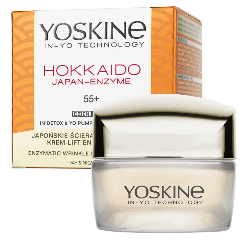 Yoskine Hokkaido Japan-Enzyme krem do twarzy na dzień i noc 55+ z enzymem z dyni, peptydami i mikrogąbkami krzemowymi 50 ml