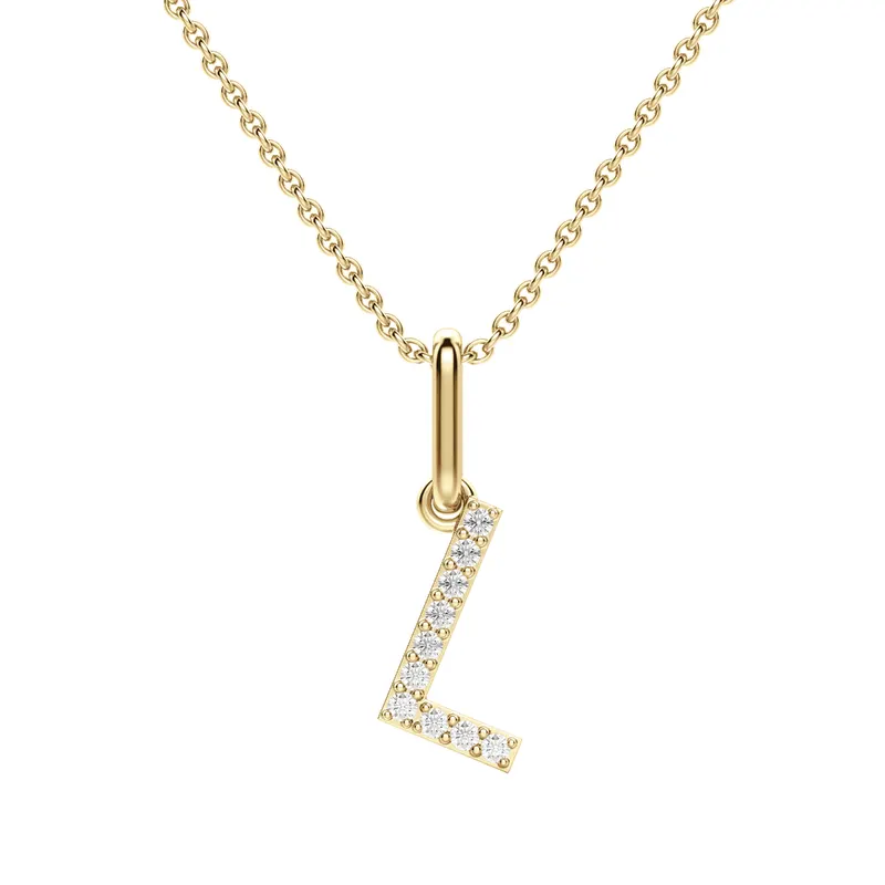 Wisiorek Litera "L" Laboratoryjny Diament 585 Żółte Złoto (14K)