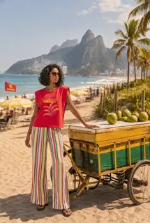Szerokie spodnie lniane Copacabana