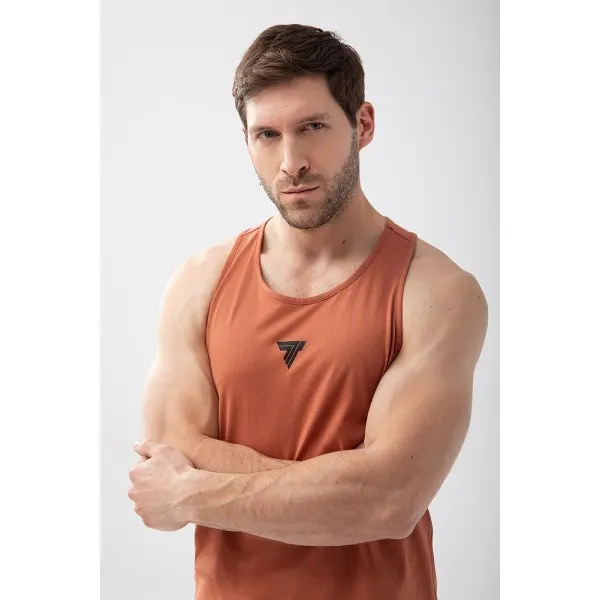 Brązowy tank top męski BASIC TANK TOP 150 TREC BROWN - XXXL