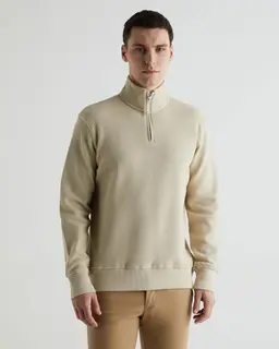 Gant Bluza Męska Z Zamkiem Do Połowy Regular Fit Beżowa