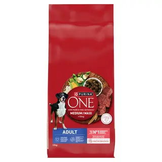PURINA One Adult Medium/Maxi Bogata w wołowinę z ryżem - sucha karma dla psa - 12kg