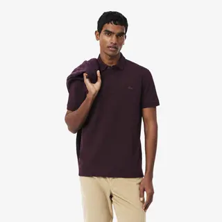 Lacoste Elastyczna Koszulka Polo Paris Regular Fit I Piqué Bordowa Męskie Bordowy