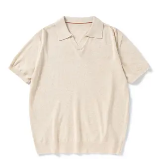 Linen Laisel Blend Summer Vintage Style Knitted Short Sleeved Polo Shirt for Men and Women,loose Seagull Collar Half Sleeved TEE
