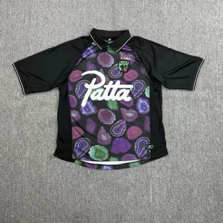 Patta Retro Print Short-Sleeved Polo Shirt with Collar, Quick-Drying Sports Football Suit, Casual and Versatile Trendy T-shirt