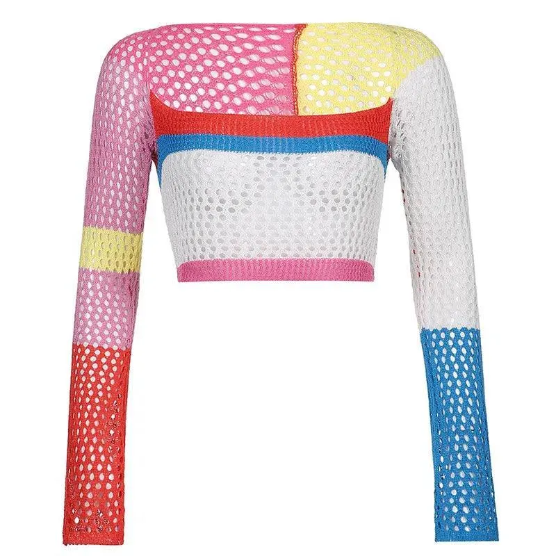 Dzianinowy sweter z długim rękawem - M