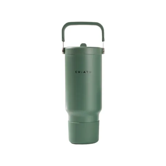 Kubek termiczny z pokrywką z chowaną słomką CHiATO Home freshSIP Sage Green, 946 ml – zielony
